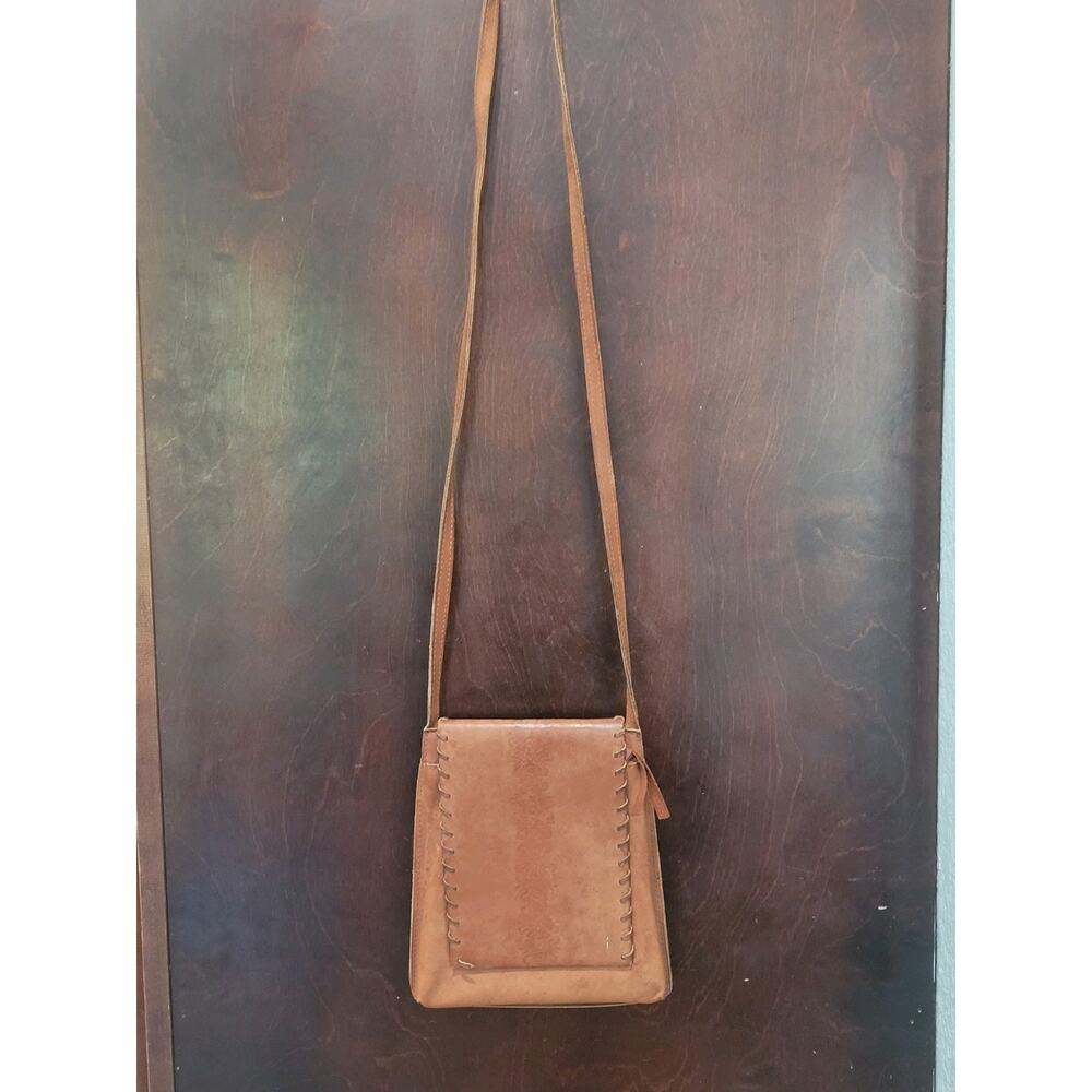 Leather Hand Tooled Boho Crossbody Purse Tan